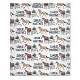 Personalized Swaddle Equestrian Baby Blanket - Horse